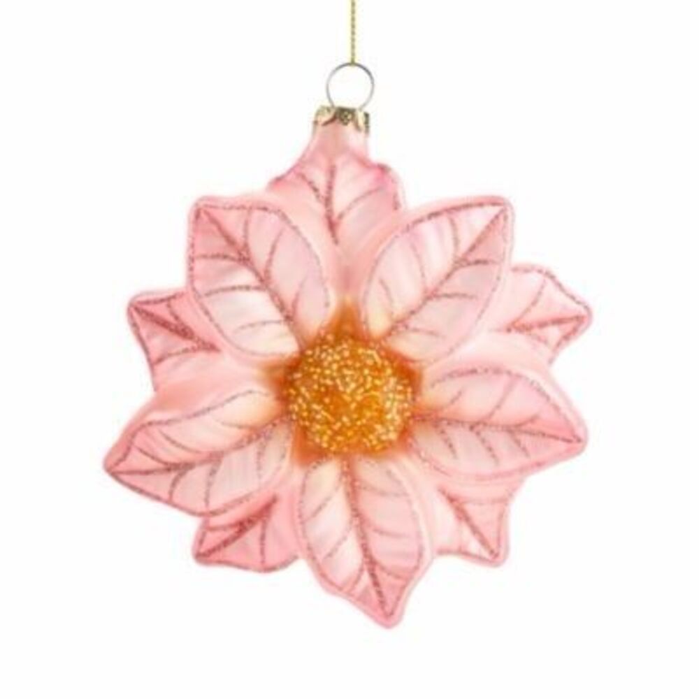 New $37 Bloomingdale’s glass pink flower Christmas ornament